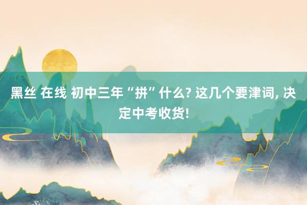 黑丝 在线 初中三年“拼”什么? 这几个要津词， 决定中考收货!