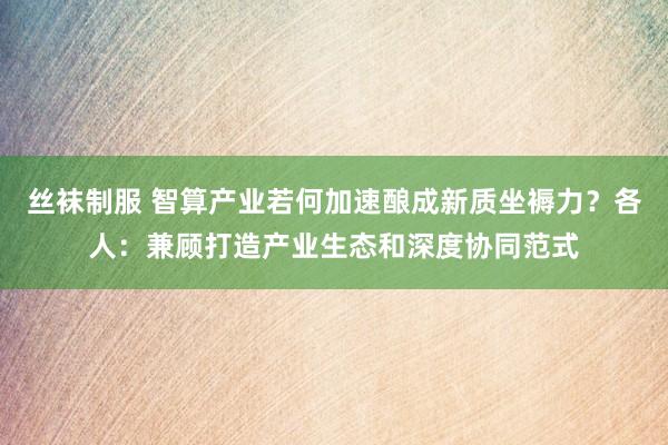 丝袜制服 智算产业若何加速酿成新质坐褥力？各人：兼顾打造产业生态和深度协同范式