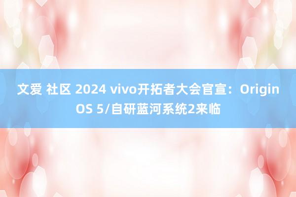 文爱 社区 2024 vivo开拓者大会官宣：OriginOS 5/自研蓝河系统2来临