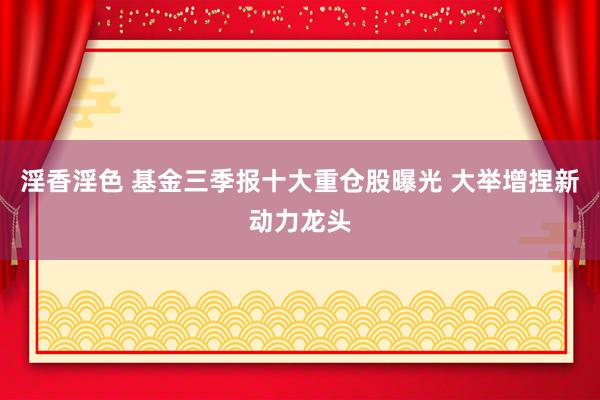 淫香淫色 基金三季报十大重仓股曝光 大举增捏新动力龙头