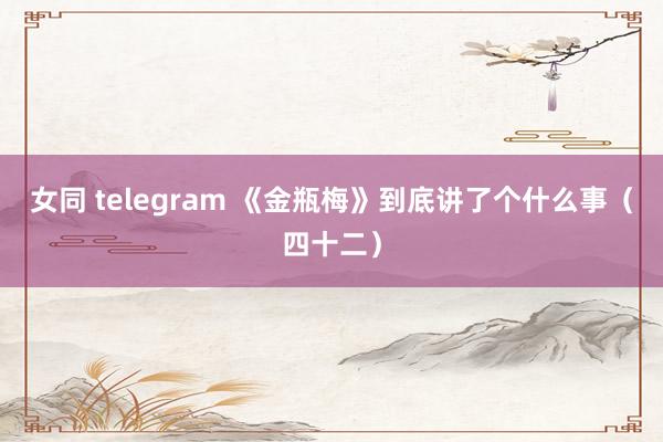 女同 telegram 《金瓶梅》到底讲了个什么事（四十二）