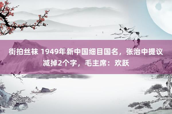 街拍丝袜 1949年新中国细目国名，张治中提议减掉2个字，毛主席：欢跃