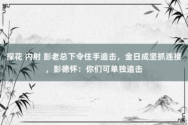 探花 内射 彭老总下令住手追击，金日成坚抓连接，彭德怀：你们可单独追击