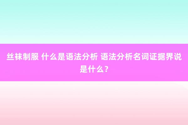 丝袜制服 什么是语法分析 语法分析名词证据界说是什么？