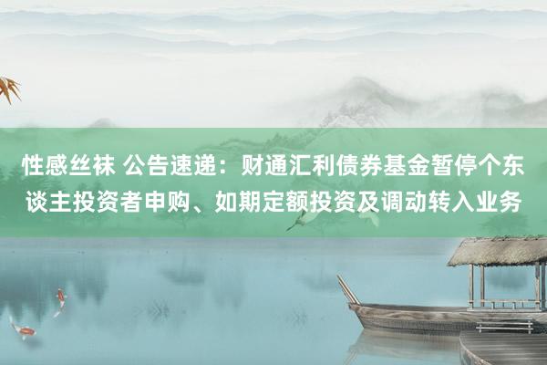 性感丝袜 公告速递：财通汇利债券基金暂停个东谈主投资者申购、如期定额投资及调动转入业务