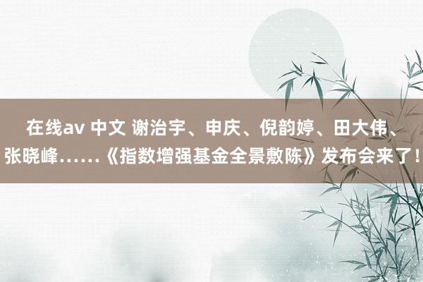 在线av 中文 谢治宇、申庆、倪韵婷、田大伟、张晓峰……《指数增强基金全景敷陈》发布会来了！