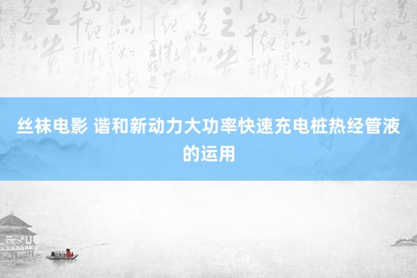 丝袜电影 谐和新动力大功率快速充电桩热经管液的运用