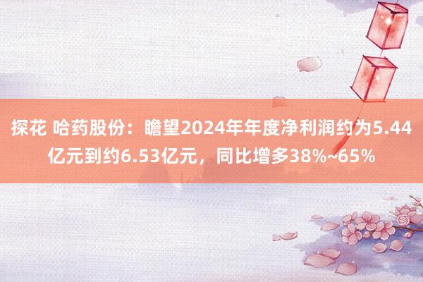 探花 哈药股份：瞻望2024年年度净利润约为5.44亿元到约6.53亿元，同比增多38%~65%