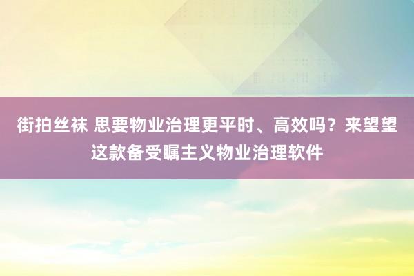 街拍丝袜 思要物业治理更平时、高效吗？来望望这款备受瞩主义物业治理软件