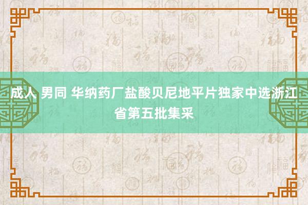 成人 男同 华纳药厂盐酸贝尼地平片独家中选浙江省第五批集采