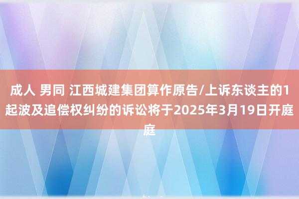 成人 男同 江西城建集团算作原告/上诉东谈主的1起波及追偿权纠纷的诉讼将于2025年3月19日开庭