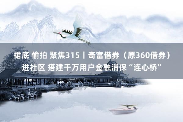 裙底 偷拍 聚焦315丨奇富借券（原360借券）进社区 搭建千万用户金融消保“连心桥”